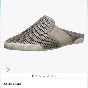 Frye Melanie Silver gore perforated mule shoes flats